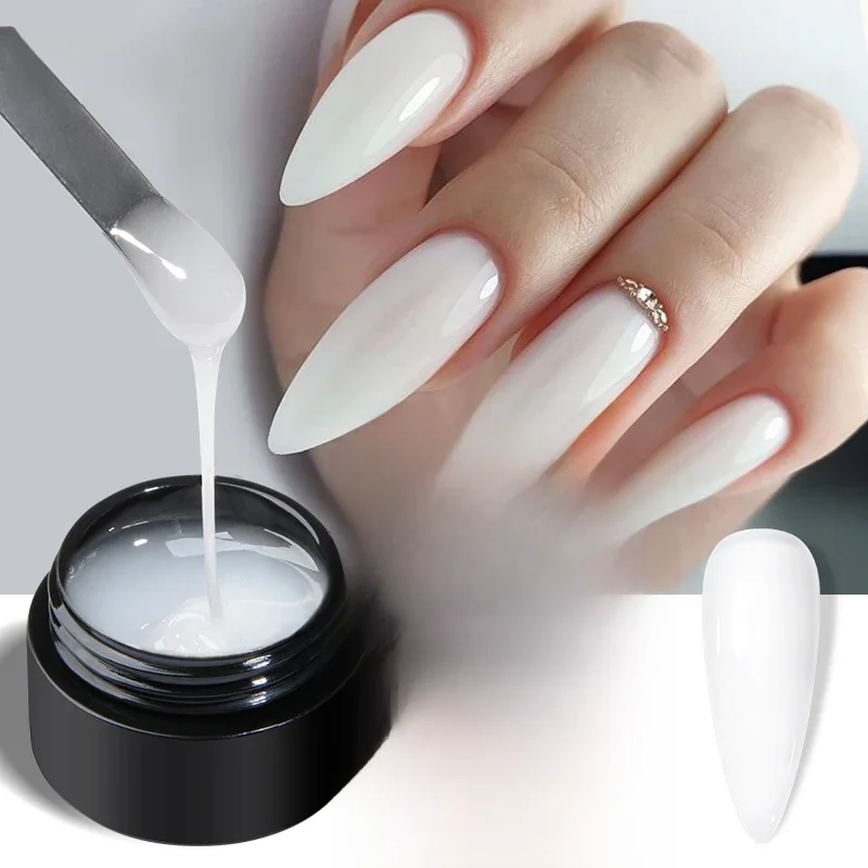 Gel d'extension d'ongles blanc laiteux, Gel UV transparent, couleur chair, pour Extensions de doigts, pointes de forme, manucure française, Nail Art