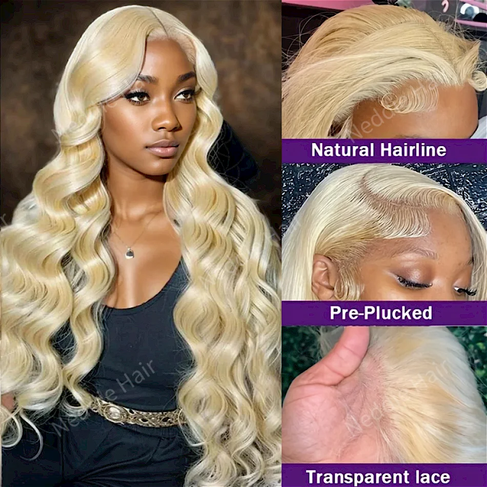 

613 Blonde Body Wave 13x6 13x4 HD Transparent Lace Frontal Wig 100% Human Hair 30 40 Inch Brazilian Wigs For Women Choice