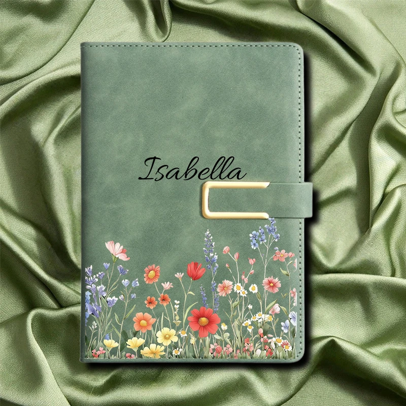 A5 Faux Leather Notebook, Custom Name Textured Cover for Work, Travel, School & Holiday Gifting