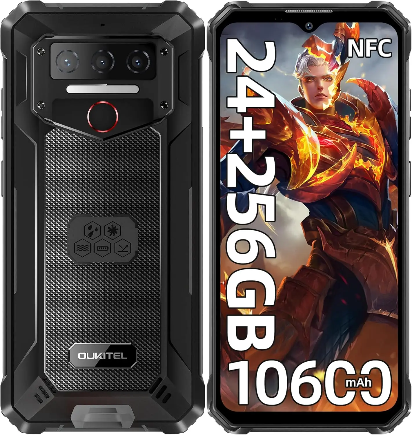 OUKITEL WP23 Plus Rugged Phone Unlocked 2026-10600mAh Battery, 256GB/TF 1TB ROM Cell Phone, 6.52'' Display Rugged Smartphone, 13