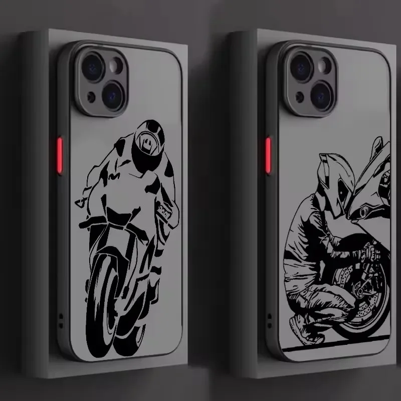 Coque de téléphone en TPU pour moto Junior Cool Girl, translucide givrée, pour Apple iPhone 16 15 14 13 12 11 XS XR X Pro Max Plus Mini