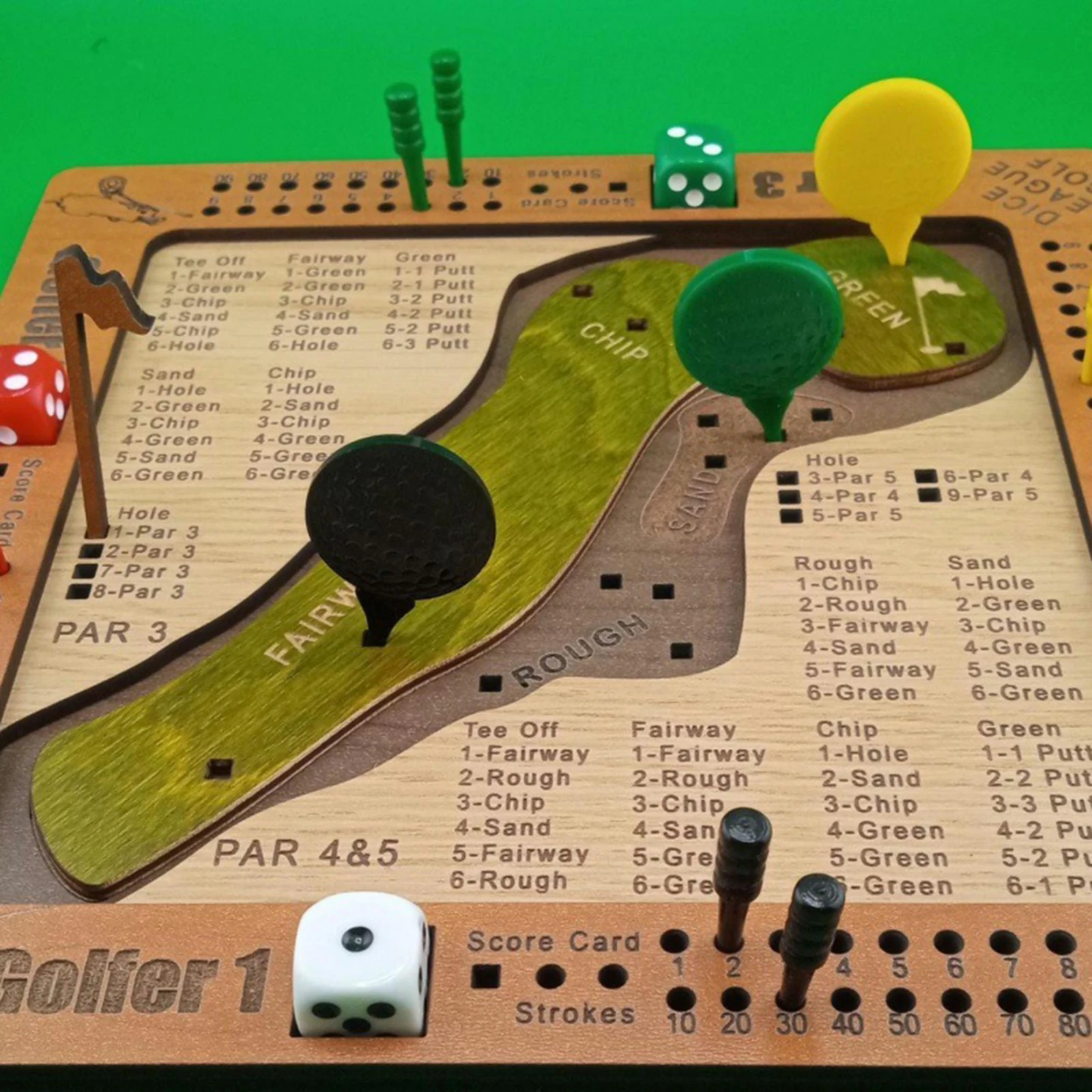 

Golf Dice Board Game Wood Funny Educational Toy Interactive Family Logical Thinking Traning Board Game for Camping Travel Kids