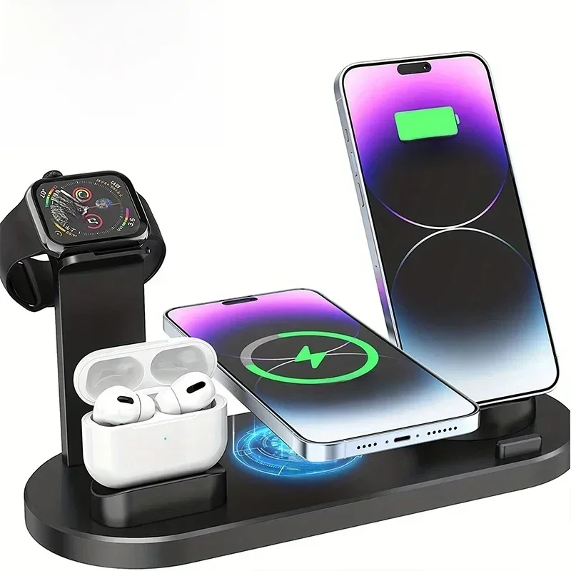 Carregador sem fio Stand Pad para iPhone, 7 em 1, 15, 14, 13, 12, 11, X, Apple, Relógio, Airpods,