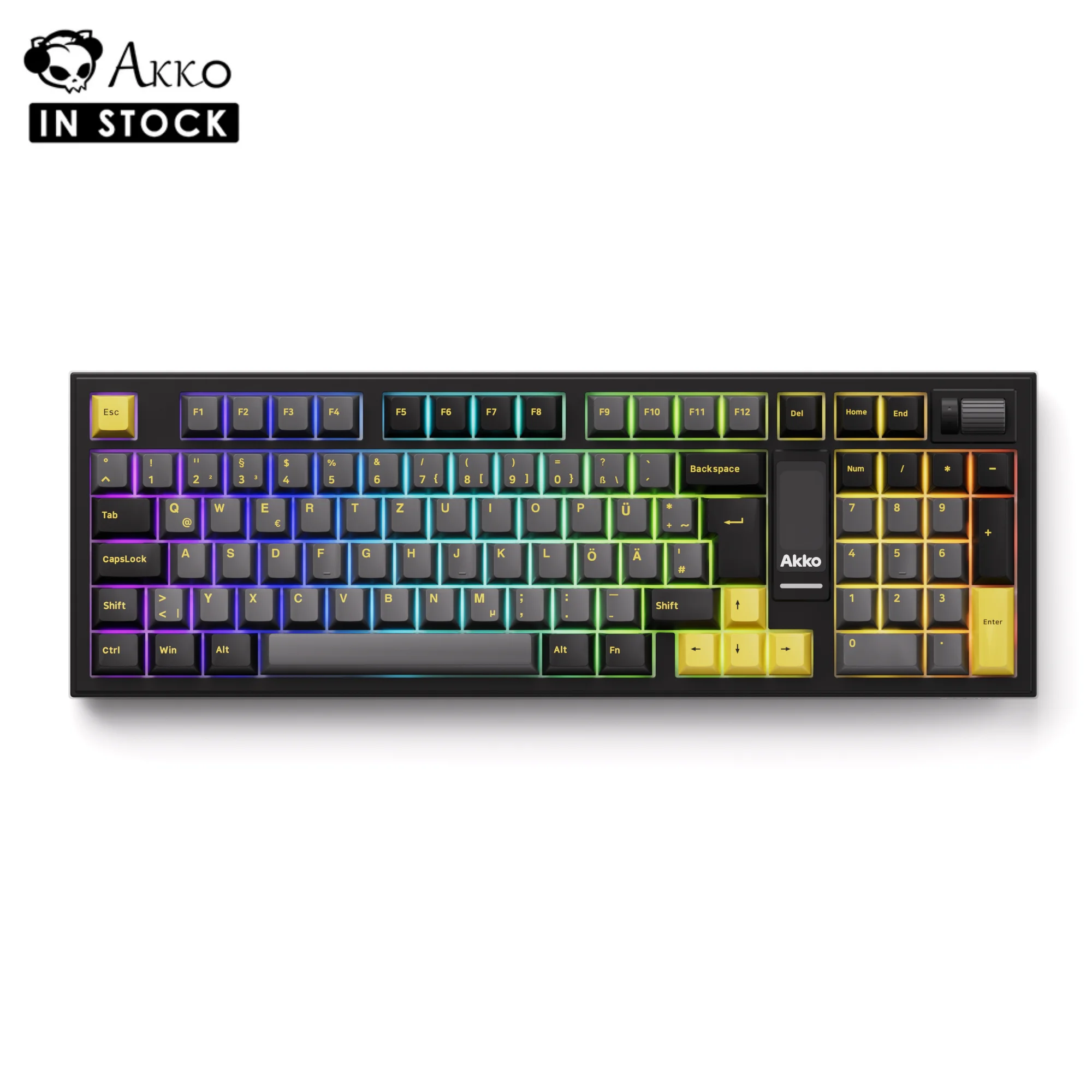 Akko 5098B Black Gold Wireless Mechanical Gaming Keyboard With TFT Screen Vertical Knob 96 Keys Hot-Swappable RGB Backlit Gasket