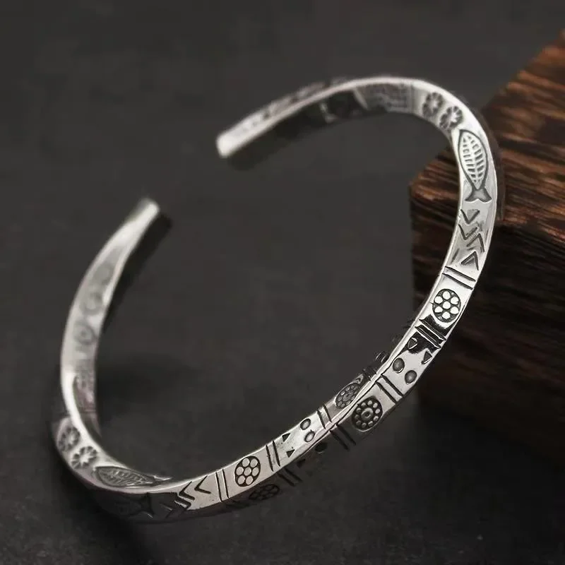 Vintage Mobius geschnitzte Fisch Elefant Totem Armband Damen Männer  's Twist Armband Manschette