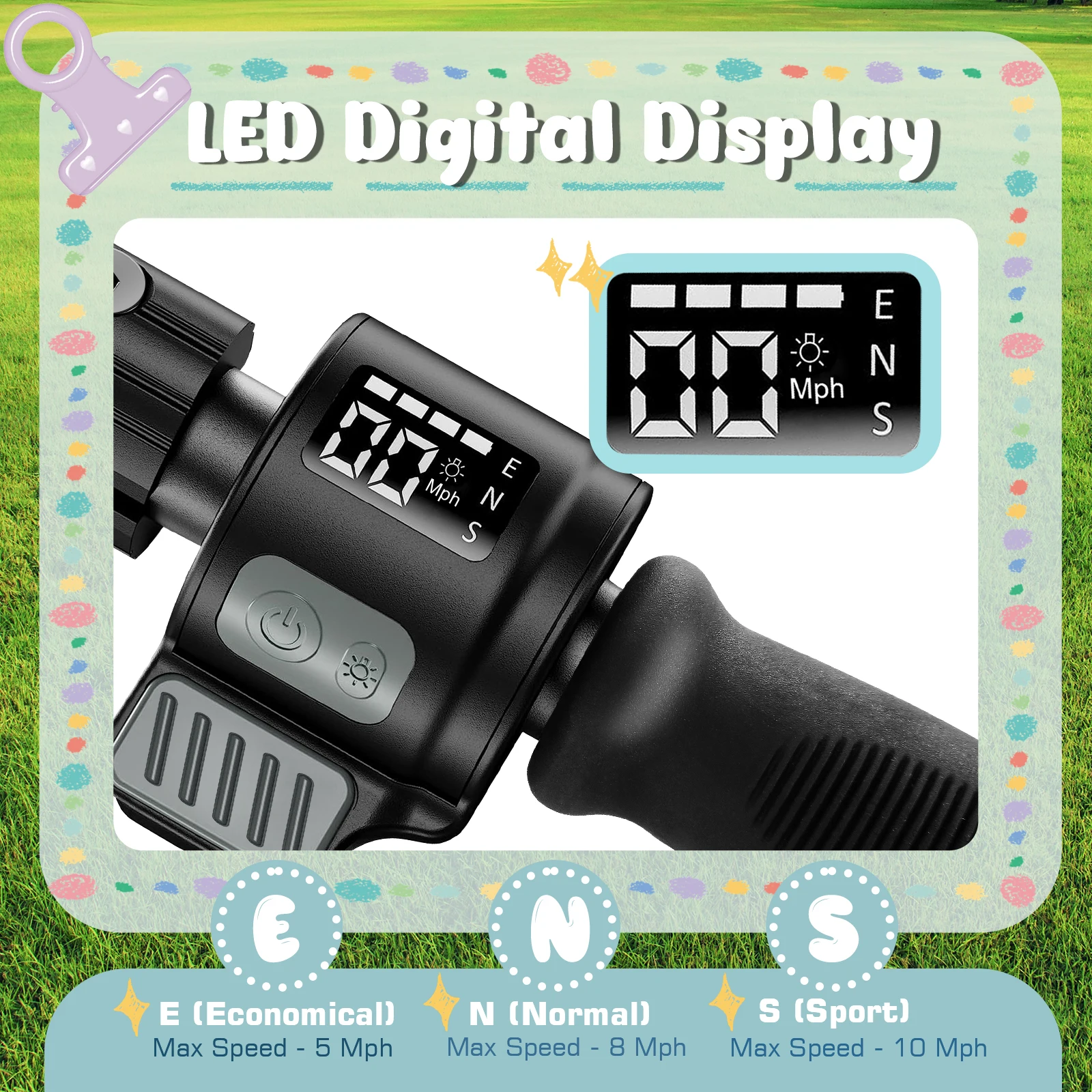 سكوتر كهربائي للأطفال الذين تتراوح أعمارهم بين 6-12 150 وات محرك 10 ميلا في الساعة السرعة القصوى و7 أميال أضواء ملونة قابلة للتعديل الارتفاع والسرعة شاشة LED #6