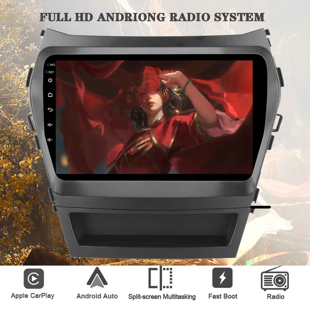 

In Dash Car Video Music MP5 Player With GPS Navi Monitor Built in 4G Lte Android14 8G+128G For Hyundai IX45 Santa fe 2013 - 2018