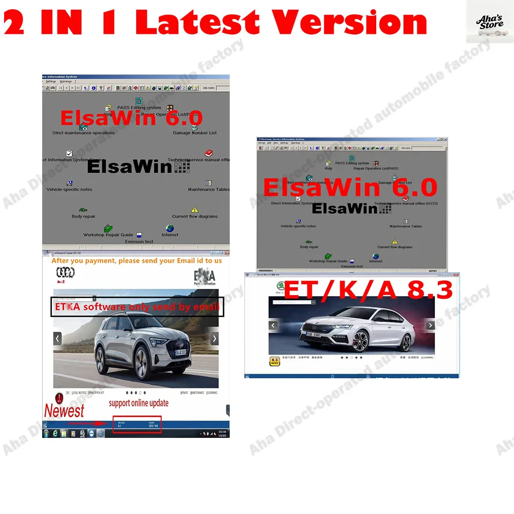 

ELSAWIN 6.0 & Etka 8.3 maintenance car software group vehicle electronic parts catalog, suitable for European American car model