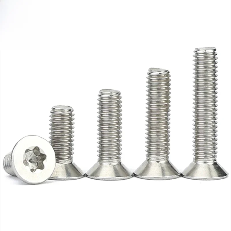 GB2673 Boulons à tête plate à six lobes en acier inoxydable, vis à godet Torx, M1.4, M1.6, M2, M2.5 M3 figuré, M5, M6, M8, M10, M12, ISO14581, 100 pièces, 20 pièces