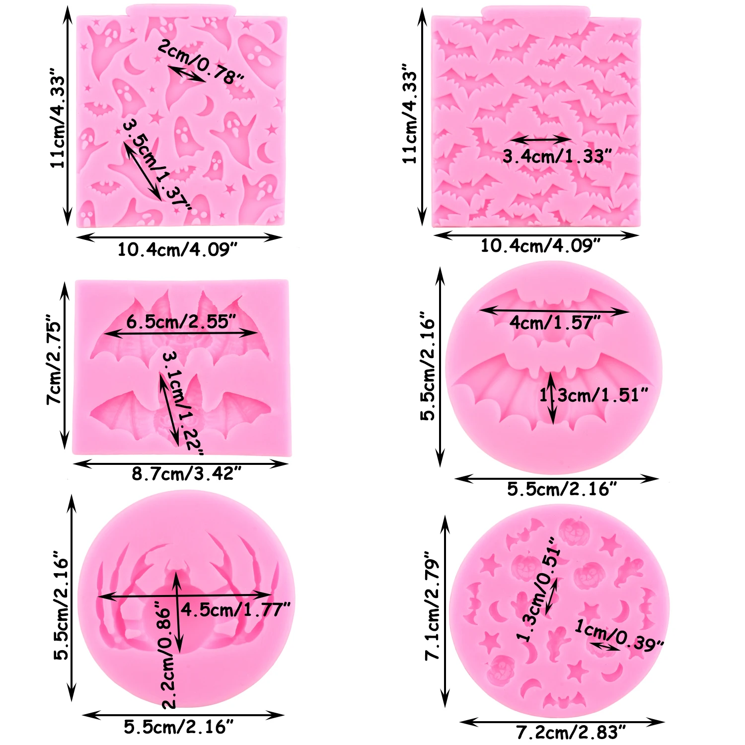 Halloween Bat Silicone Molds Spider Fondant Mold Ghost Pumpkin Cake Decorating Tools Cupcake Candy Clay Chocolate Gumpaste Mould