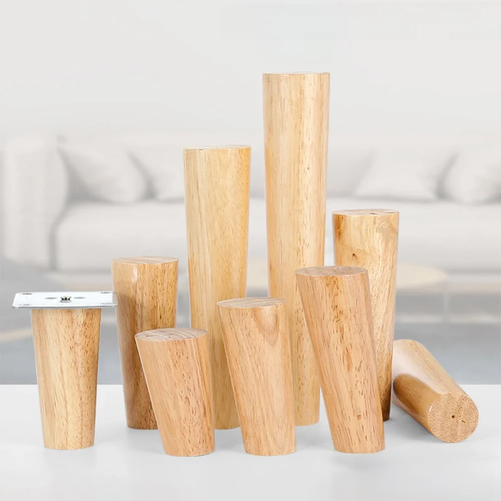 2 sztuk 30 40 50 60 70cm nóżki do mebli z litego drewna nóżki do mebli stożek nóżka sofy z płyta żeliwna Sofa stół szafka biurko do kawy — zdjęcie 2