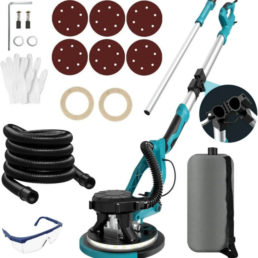 Trockenbauschleifer, elektrische Wandpoliermaschine mit LED-Licht, Vakuumschlauch, Schleifscheiben für Gipskartonplatten, Holzbearbeitung, Oberflächenschleifen, Trockenbau-Poliermaschine