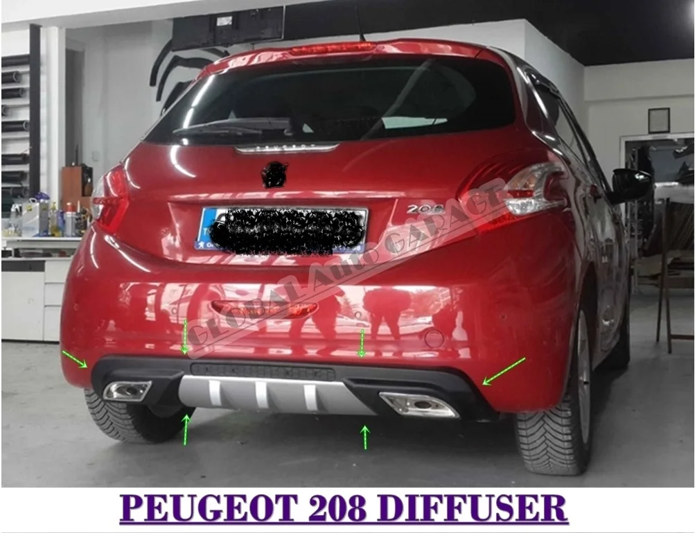 

For Peugeot 208 Diffuser 2012 2013 2014 2015 2016 2017 2018 2019 Extension Rear Bumper Attachment Car Styling Auto Universal