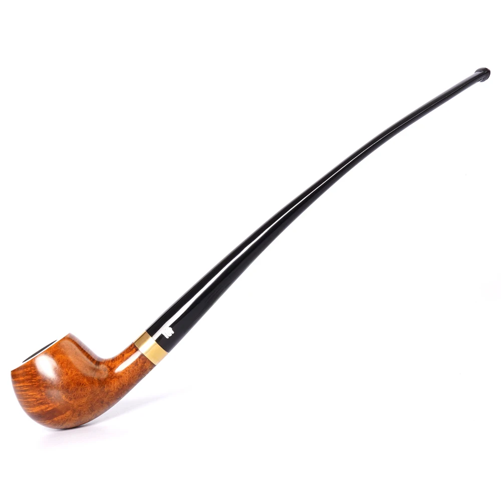 Handmade briar tobacco pipe church pipe long curved handle pipe acrylic mouth 9mm pipe channel solid wood pipe Father's Day gift