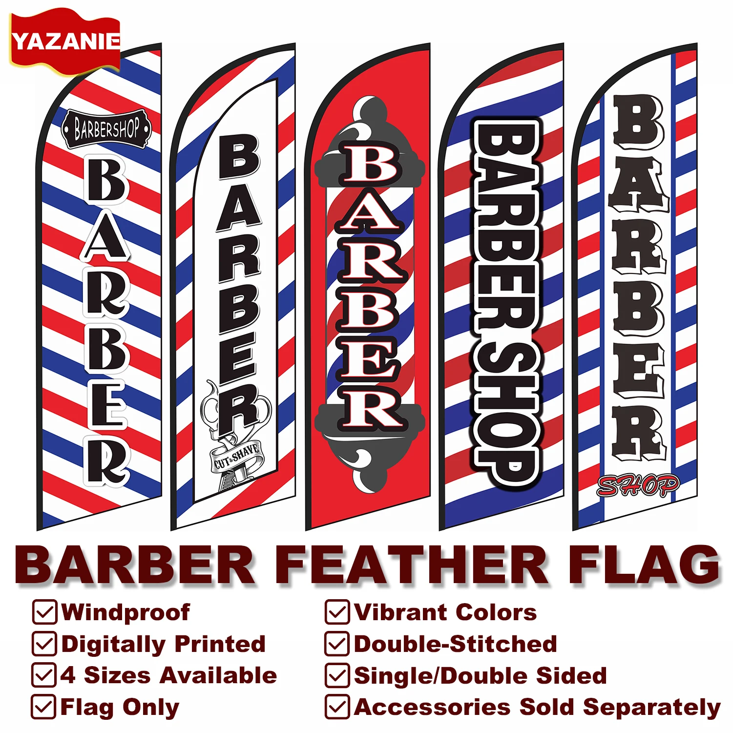 Bandeira de penas sem vento para barbearia, bandeira única dupla face personalizada para praia, salão de beleza, corte de cabelo, publicidade ao ar livre