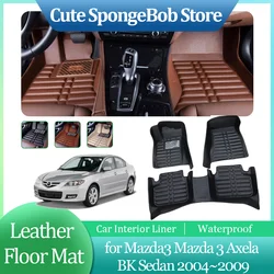 Car Leather Floor Mat for Mazda3 Mazda 3 Axela BK Sedan 2004~2009 Anti-dirty Foot Liner Waterproof Pad Carpet Custom Accessories