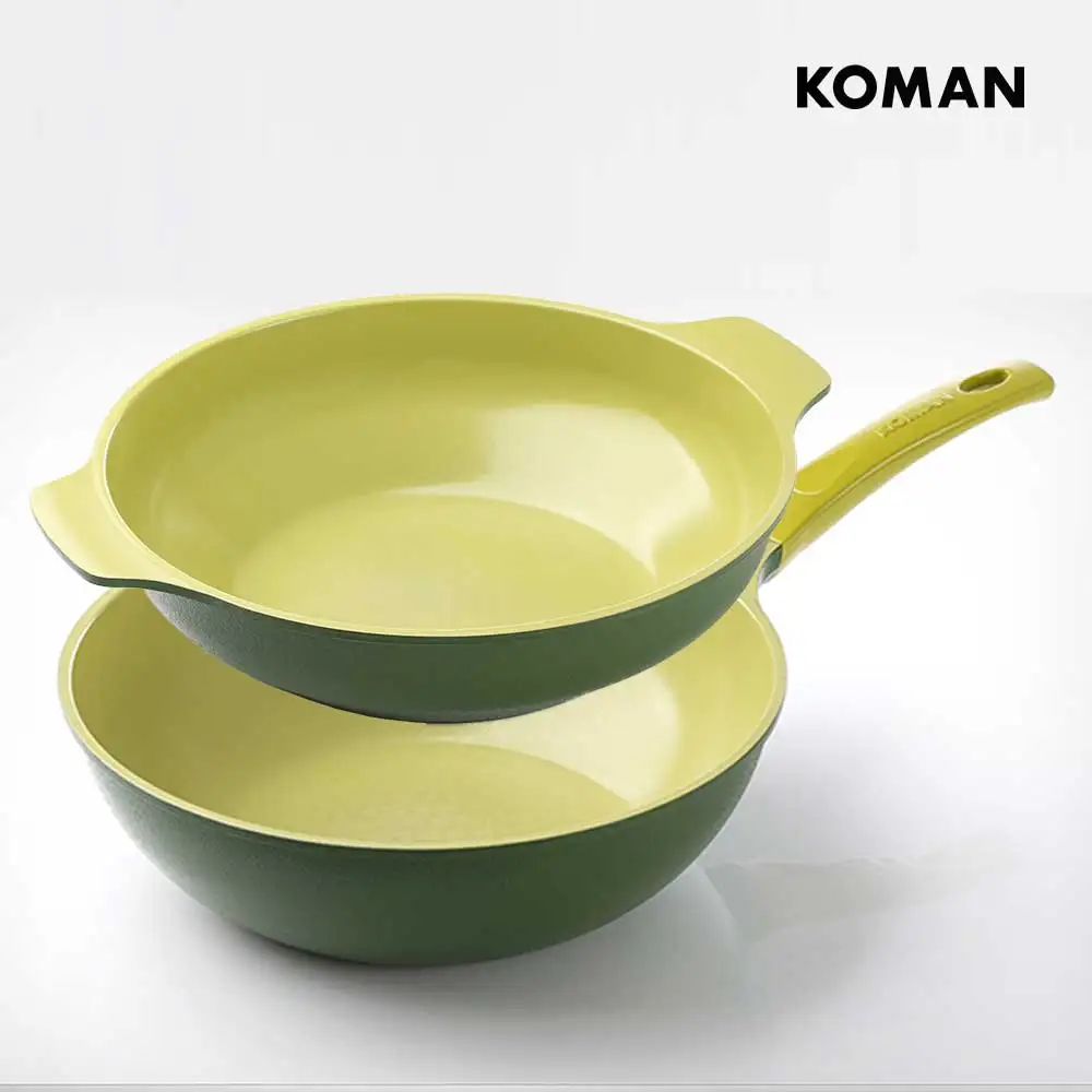 1 1 Coman Olive Green IH Inductions Palace Fan 28cm + positive wok 28m (combined gas range)