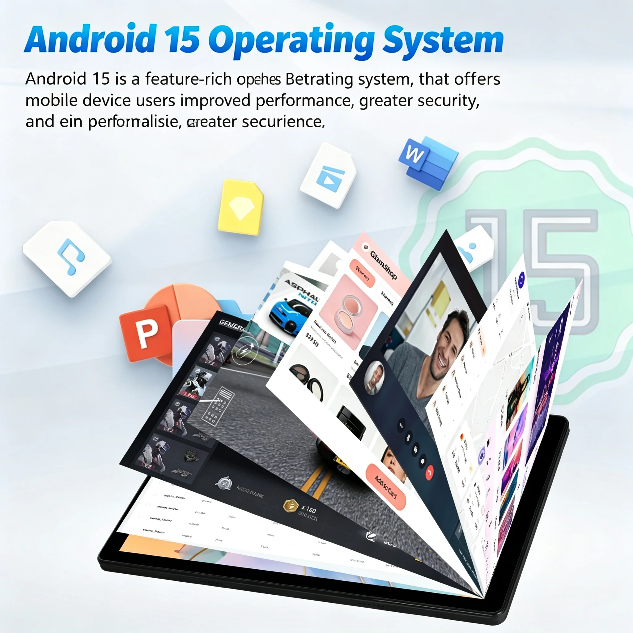 10.1 Inch Tablet Android 15 OS GMS Certified Tablets 2.0 GHz 20GB RAM 64GB ROM 1TB Expand WiFi 6 Bluetooth 5.4 Dual Camera - view 2