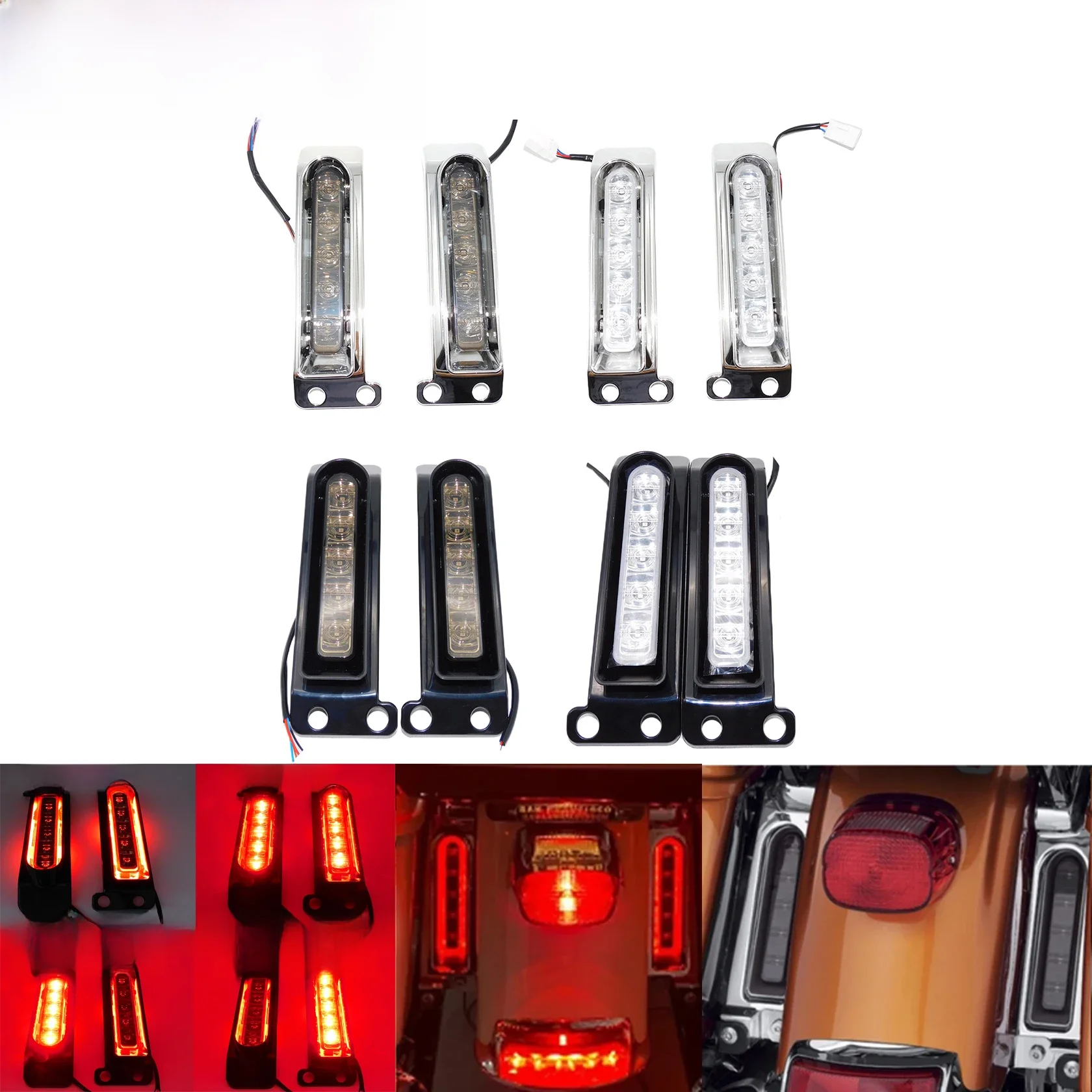 Motocyklowe tylne światła LED na błotnik, światła stop, kierunkowskazy, lampy boczne do Harley Touring Road King Electra Glide FLHR 2014-2023 — 2