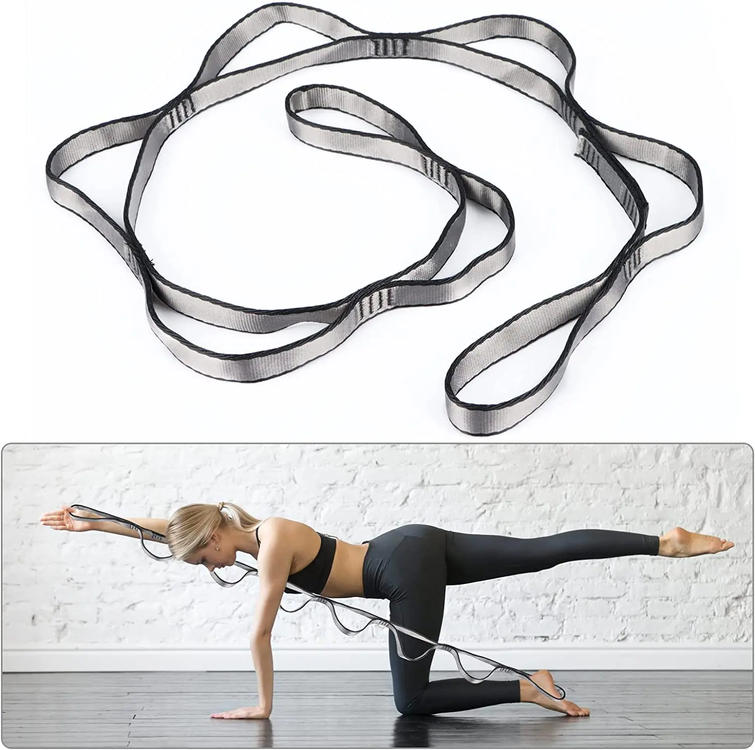 1 Pair Yoga Stretch Belts Yoga Daisy Chain Yoga Hammock Aerial Swing Sling Strap Stretching Outdoor Camping Extension Rope