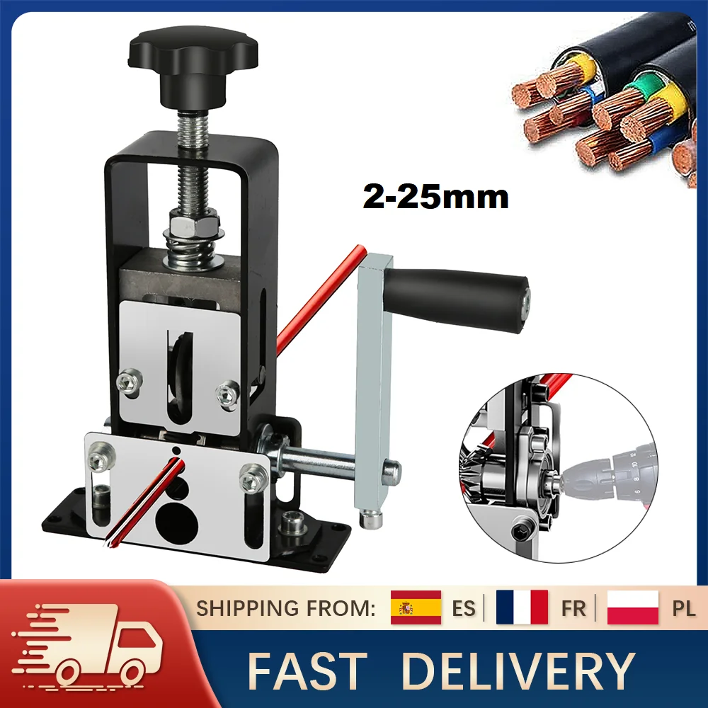 Dénudeur de fils 2-25 mm manuel/électrique pour perceuse, outil portable pour dénuder les câbles en cuivre, pour le recyclage des déchets, 4 tailles de trous