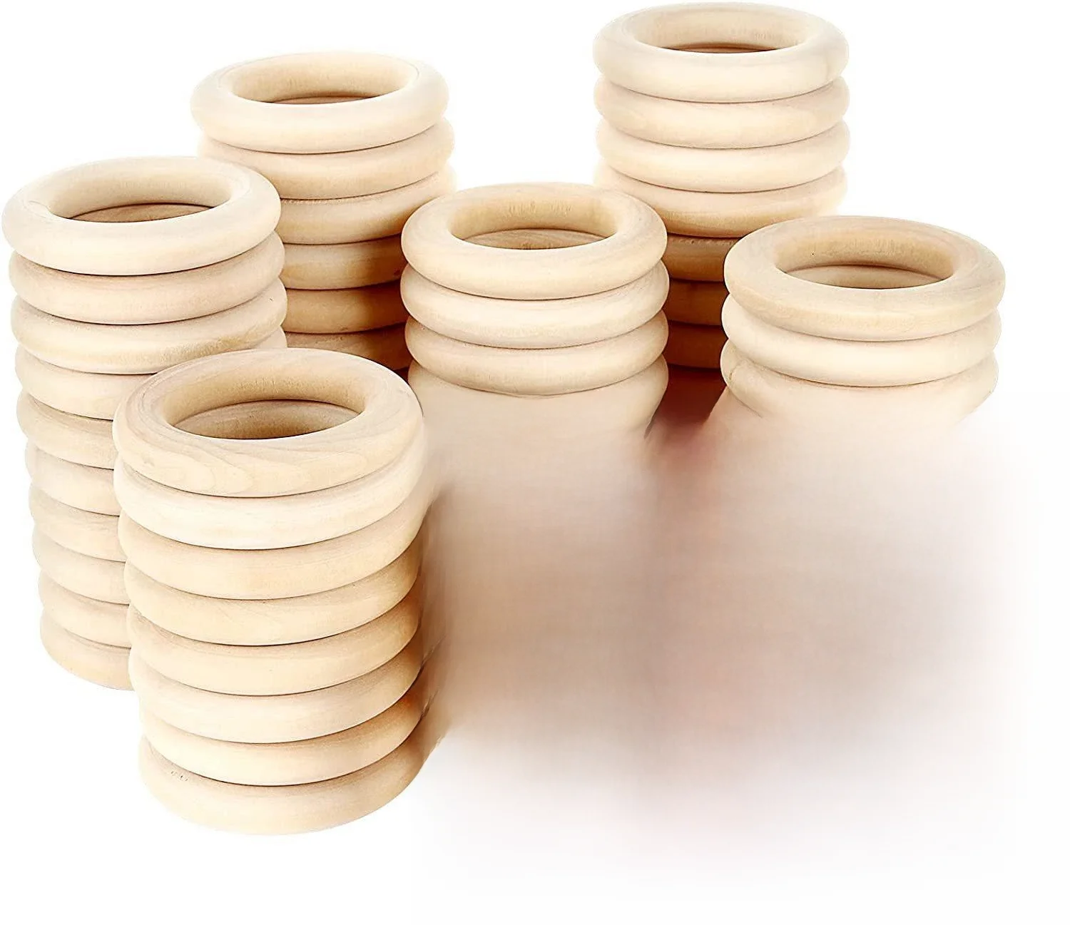 Anneaux en bois massif inachevés 15-100MM, anneaux en bois naturel pour macramé, artisanat, cerceaux en bois, connecteurs d'ornements, fabrication de bijoux