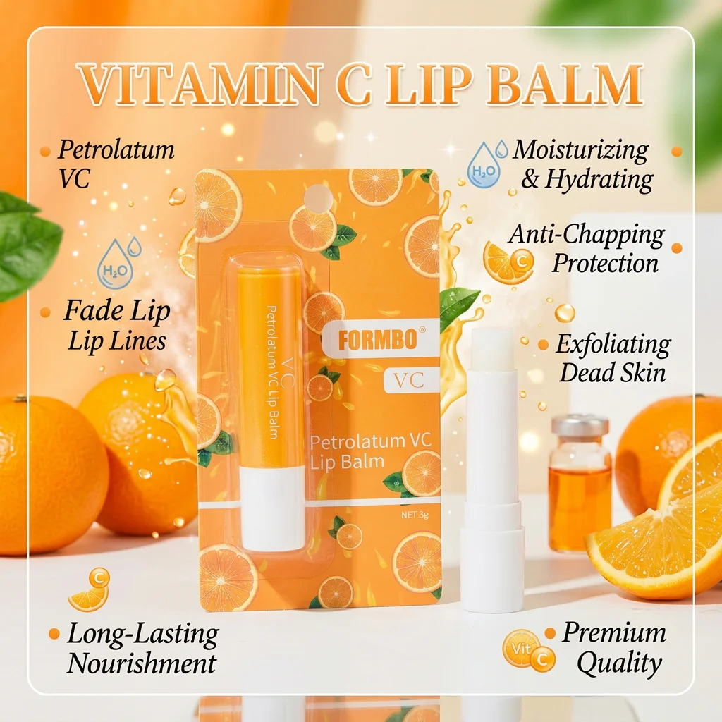 Orange Vitamin C Lip Balm - Moisturizing Lip Treatment To Reduce Dryness And Chapped Lip Lining And Dead Skin Lip Care Product