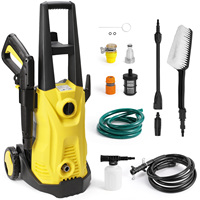 150Bar Car Wash Gun Electric High Pressure Washer Cleaning Cars with 1-180° Adjustable Nozzle and Detergent Tank