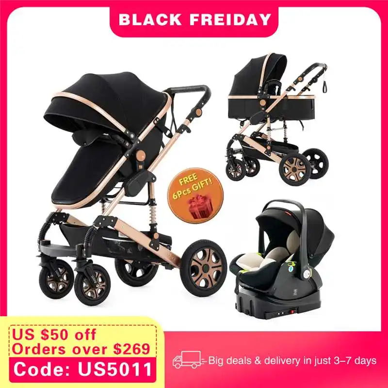 

Baby Stroller Combo Car Seat Travel System for Newborn with Isofix Base,Baby Carriage 3in1 Reversible Toddler Stroller