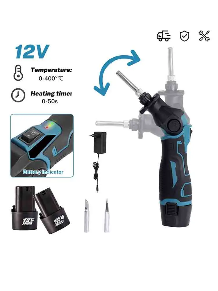 Elektrischer Lötkolben, 30 W, schnelle Erwärmung, einstellbare Temperatur, Legierungslötmittel, elektrischer Lötkolben für 12-V-Batterie