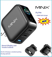 MINIX P3 PRO 100W GaN USB-C Charger with Smart Display, 3-Port Fast Charging for MacBook, iPhone 17/16, Samsung, Laptop, PD3.0