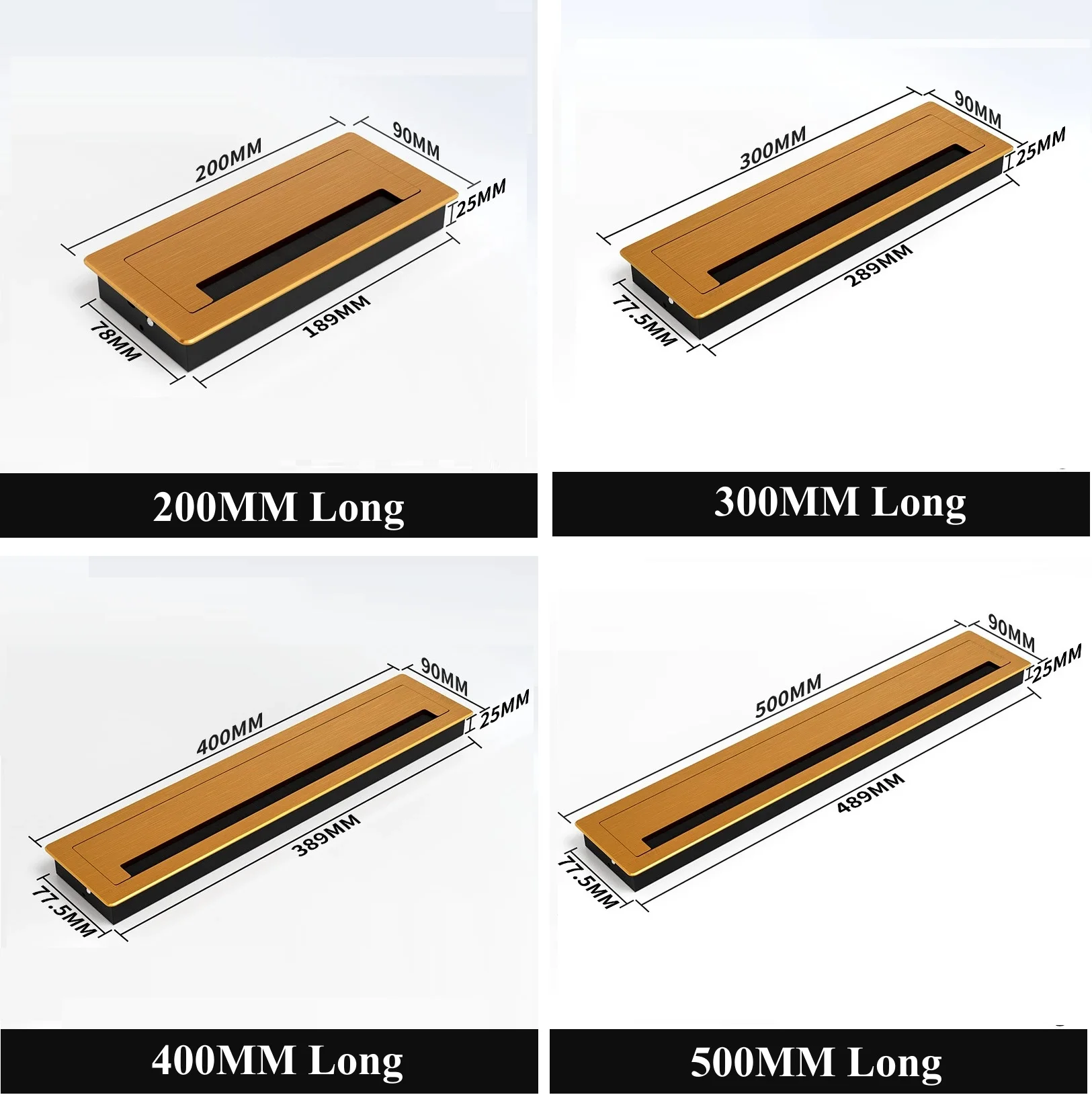 1Piece Rectangular Aluminum Desk Wire Hole Cover Cord Management Box Soft Flip Brush Seal Grommet Gold Black Silver Grey