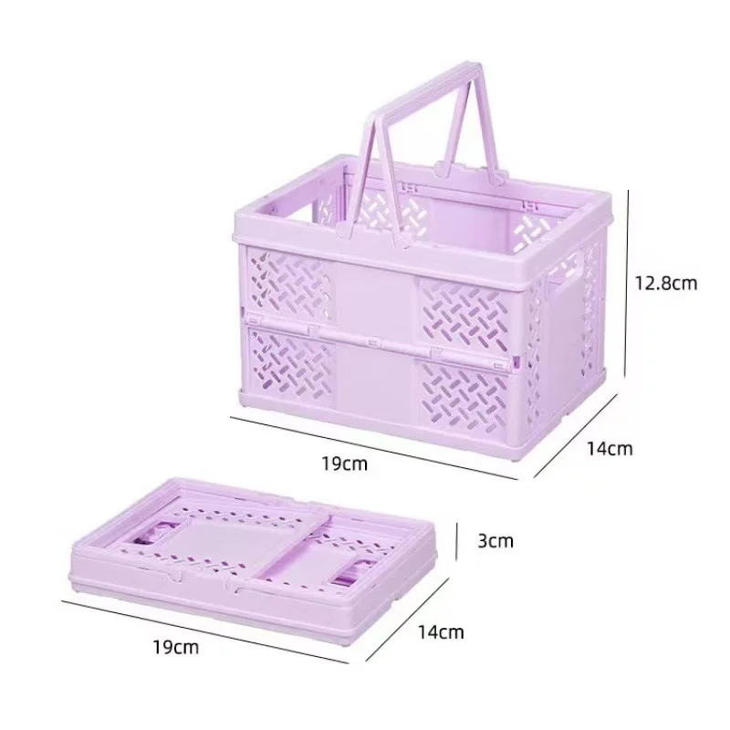 Foldable Plastic Storage Basket Box with Handle - Eco-Friendly Organizer for Home Office Easy-to-Carry Utility Bin