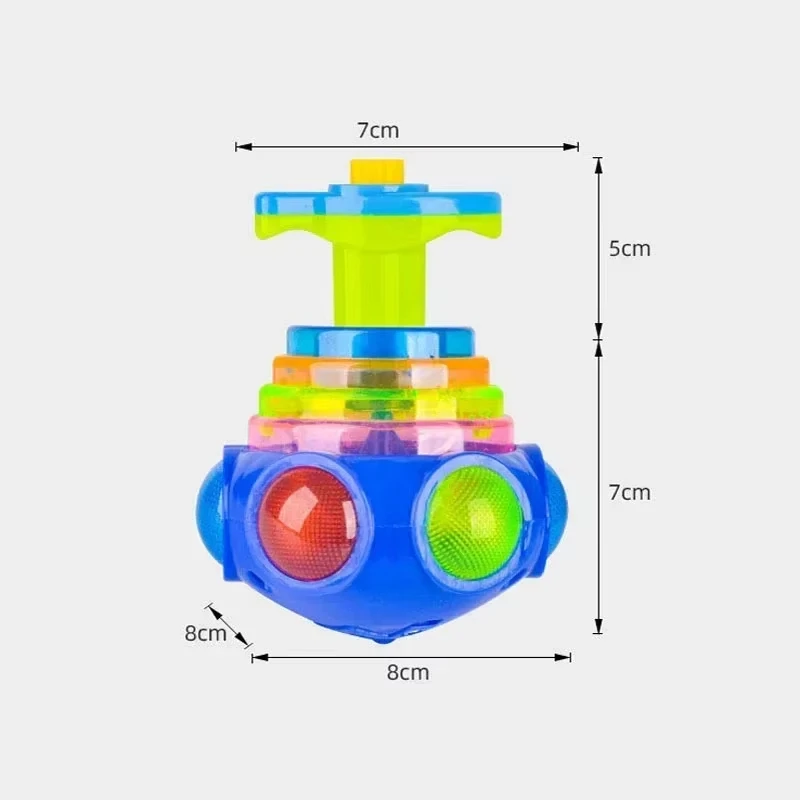 UFO Flashing Spinning Top Kids Gyro Light Up Toy Kids Piggy LED Music Gyroscope Launcher Rotating Toys Fun Birthday Party Favors