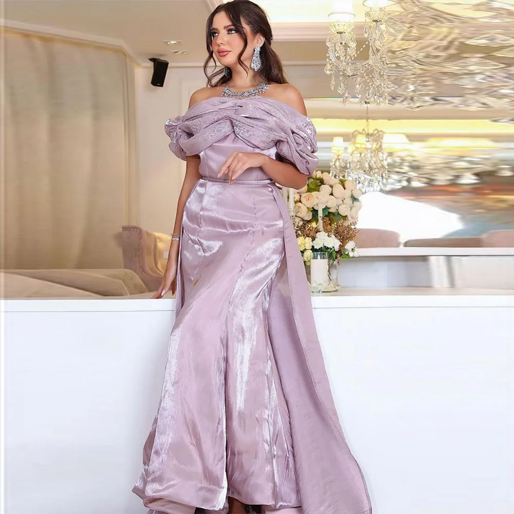 

Temperament Prom Gown for Women Off the Shoulder Ankle-Length Sweep Train Elegant Evening Party Dresses فساتين للحفلات الراقصة