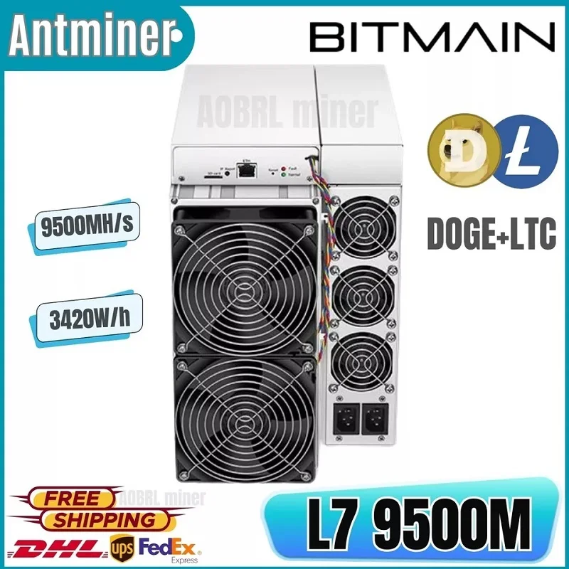 DD New BITMAIN Antminer L7 9500M 3420W DOGE LTC Miner 200-240V Scrypt Algorithm
