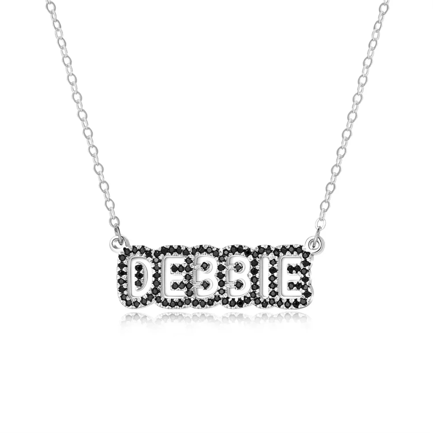 

Custom Diamond Name Necklace Personalized Black Name Pendant Stainless Steel 18K Gold Plated Nameplate Jewerly Gift for Women