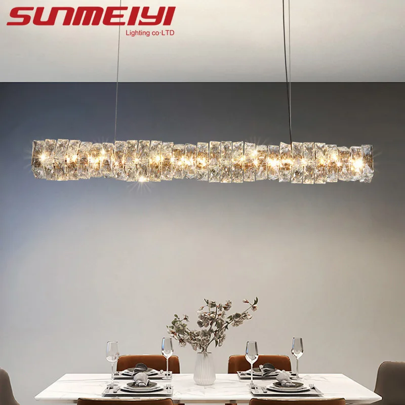 Modern Luxury Pendant Lights Crystal LED Chandelier For Dining Room Cafe Kitchen Bar Home Decor Hanging Lamp Gold Silver Fixture