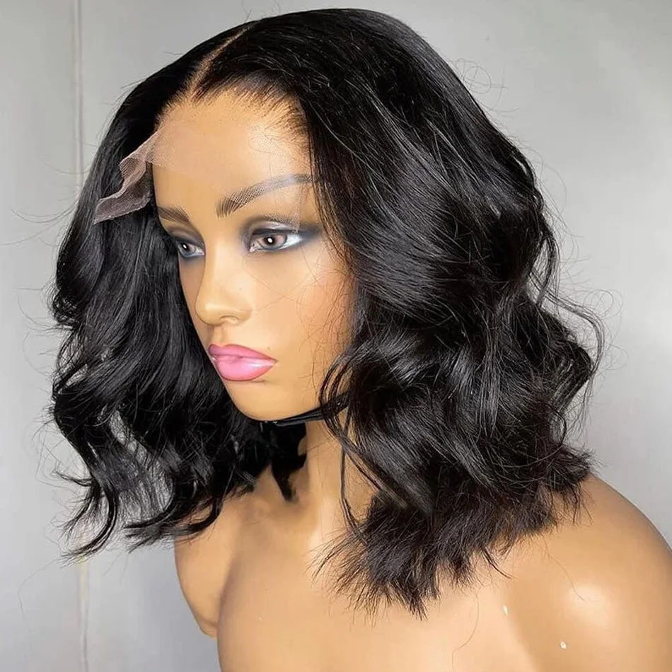 

Body Wave Bob Wig 180% Density 13x4 Transparent Lace Frontal Wig Brazilian Human Hair Wigs Virgin Remy Hair 4x4 Lace Closure Wig