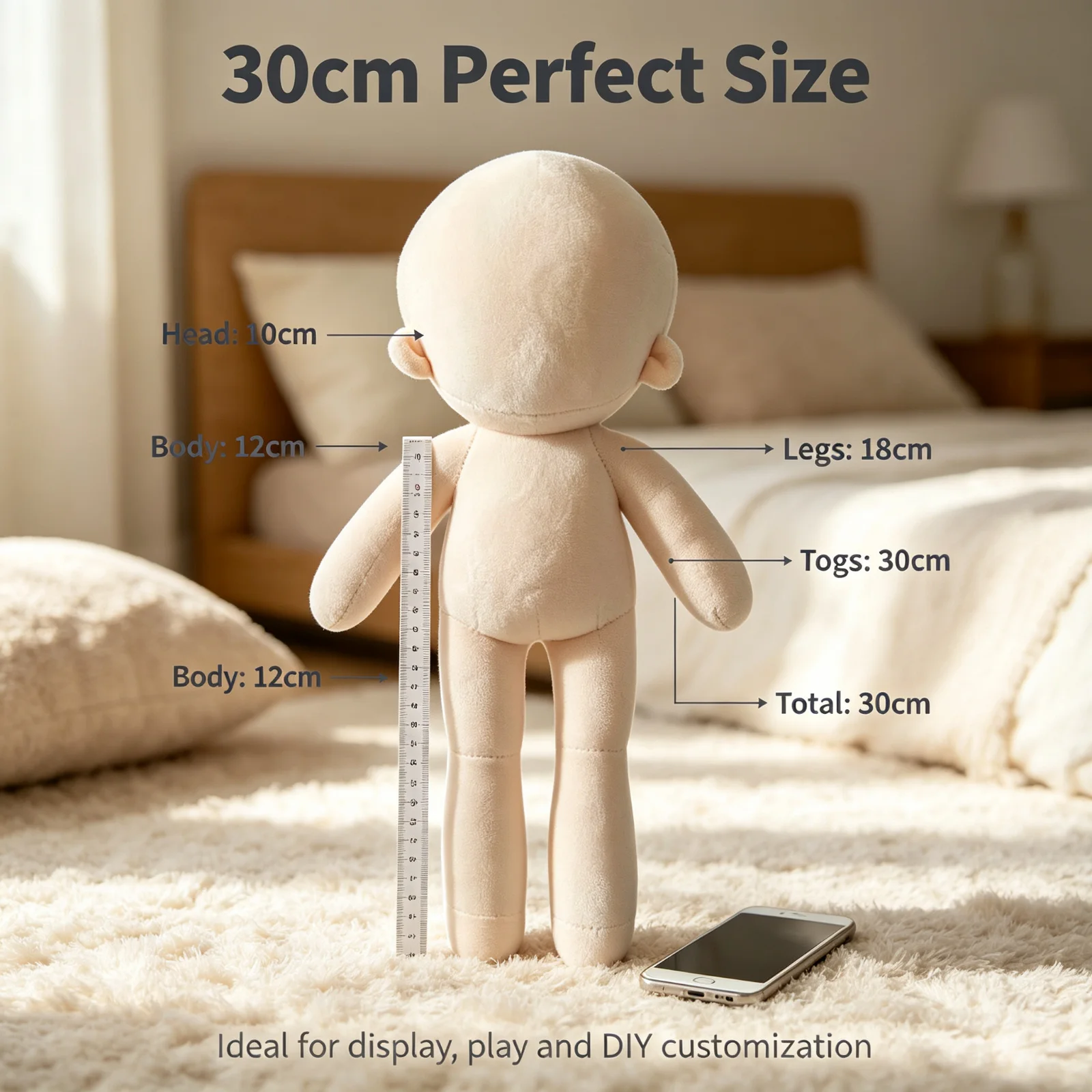 30cm DIY Cotton Doll Body Kit for Embroidery Blank Doll Handmade Dress-Up Dolls Accessories for Playing House