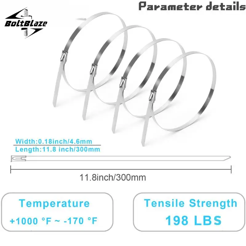 ربطات بسحاب معدنية متينة ، فولاذ مقاوم للصدأ ، ربطات كابلات ذاتية القفل لأغشية العادم ، سياج ، عبوة ، ، من من من