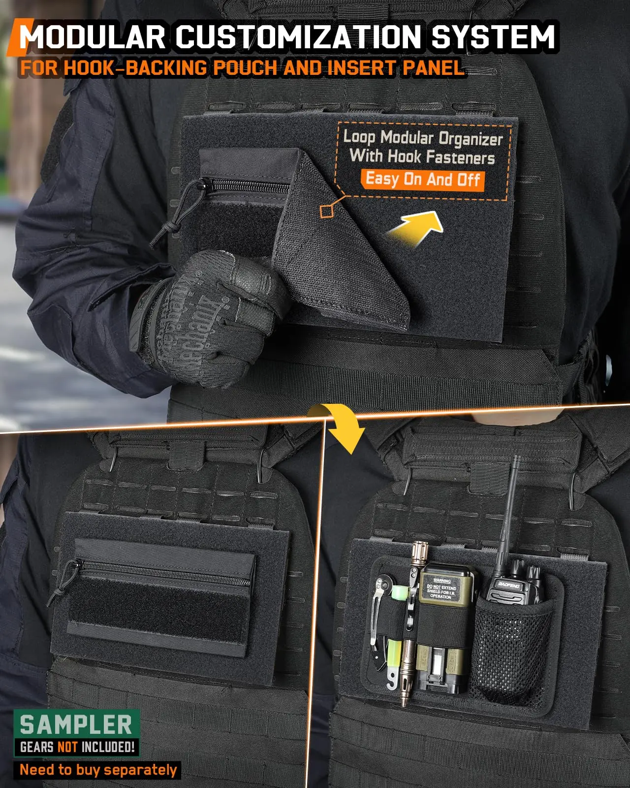 

Molle Hook&Loop Panel, Mounting Placard Platform for Hook-Backing Pouch,Tactical Molle Attachment for Morale Patch and Backpack