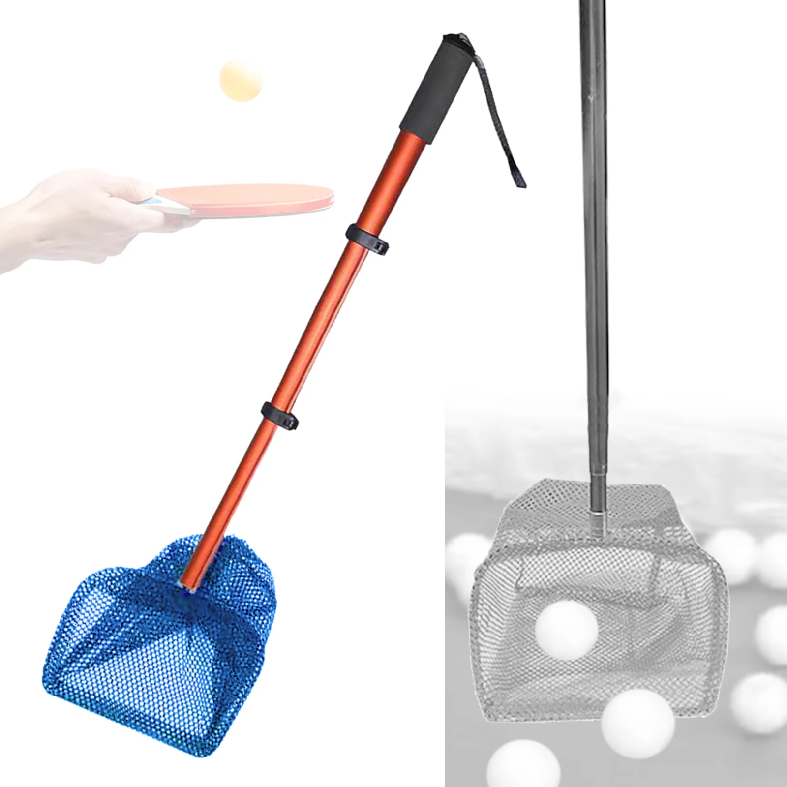 1 PC Table Tennis Ball Picker Net with Handle Ping Pong Ball Collector Adjustable Length Pick Up Net for Sports and Fitness
