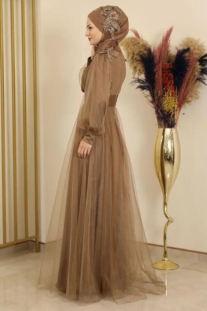 Robe de Soirée Hijab à la Mode pour Femme Musulmane, Tenue de Nuit, Design de Vitrine, Tabac