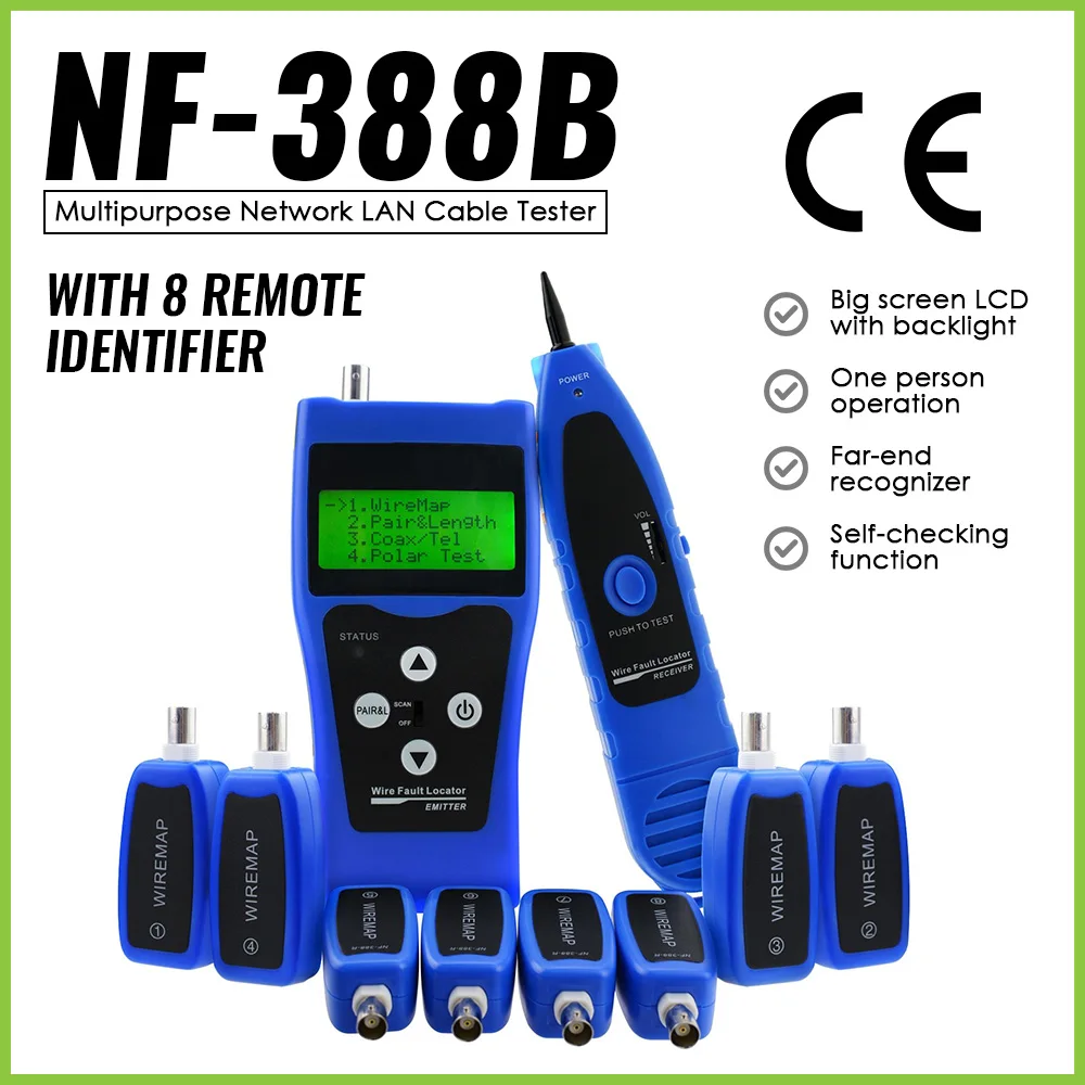 

Multipurpose Network LAN Cable Tester with 8 Remote Identifier 5E 6E Telephone Wire Coaxial and USB Cable for Telephone System