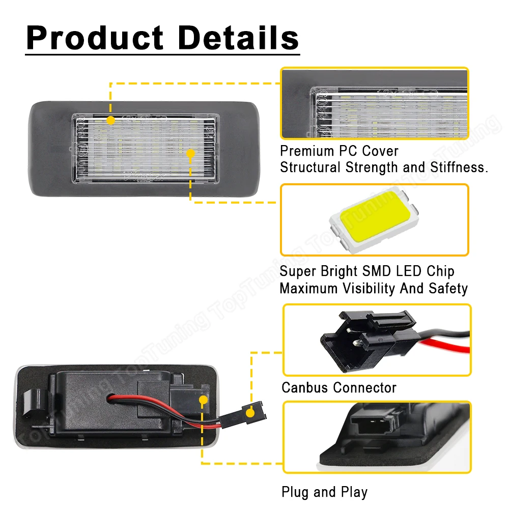 For Opel Astra J Sports Tourer Estate 2010-2015 Zafira Tourer C 2011-UP 2pcs Canbus LED Number License Plate Light Lamp