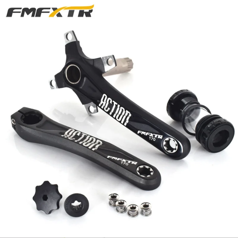 

Mountain Bike Crankset Hollow Integrated with BB Parts, Strong Durable Aluminum Alloy Bicycle Crank Set with Tools