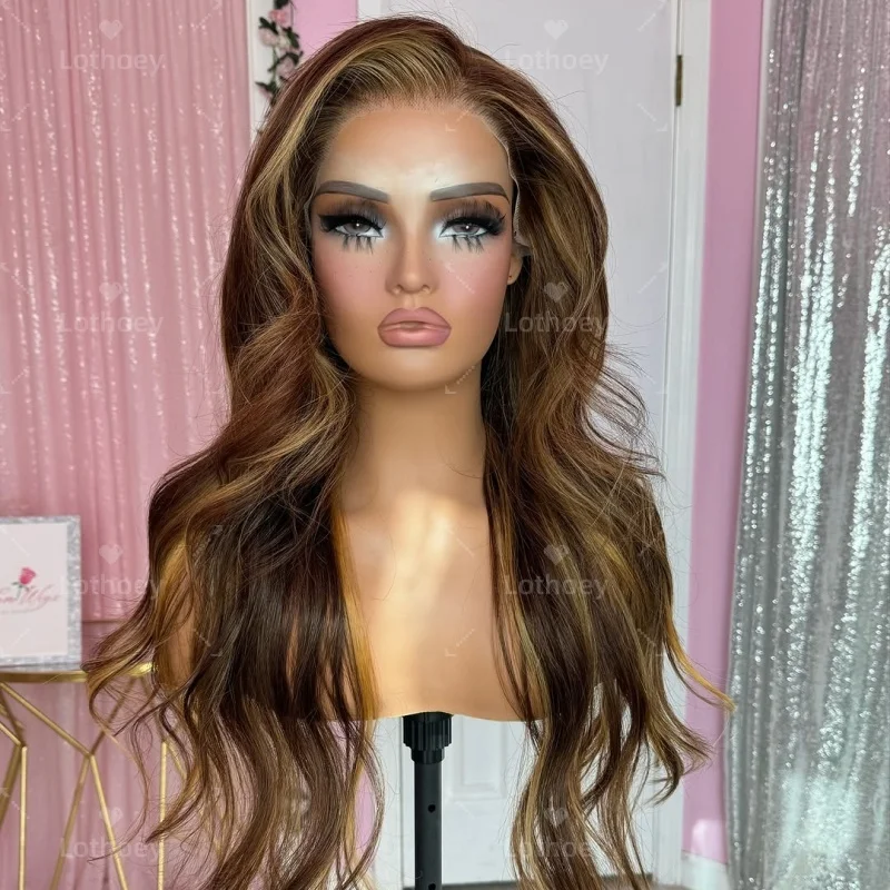 العسل البني الباروكات Omber الجسم موجة الشعر البشري الدانتيل الجبهة الباروكات للنساء 13X4 HD الدانتيل الشفاف شعر مستعار علوي السلس العصرية