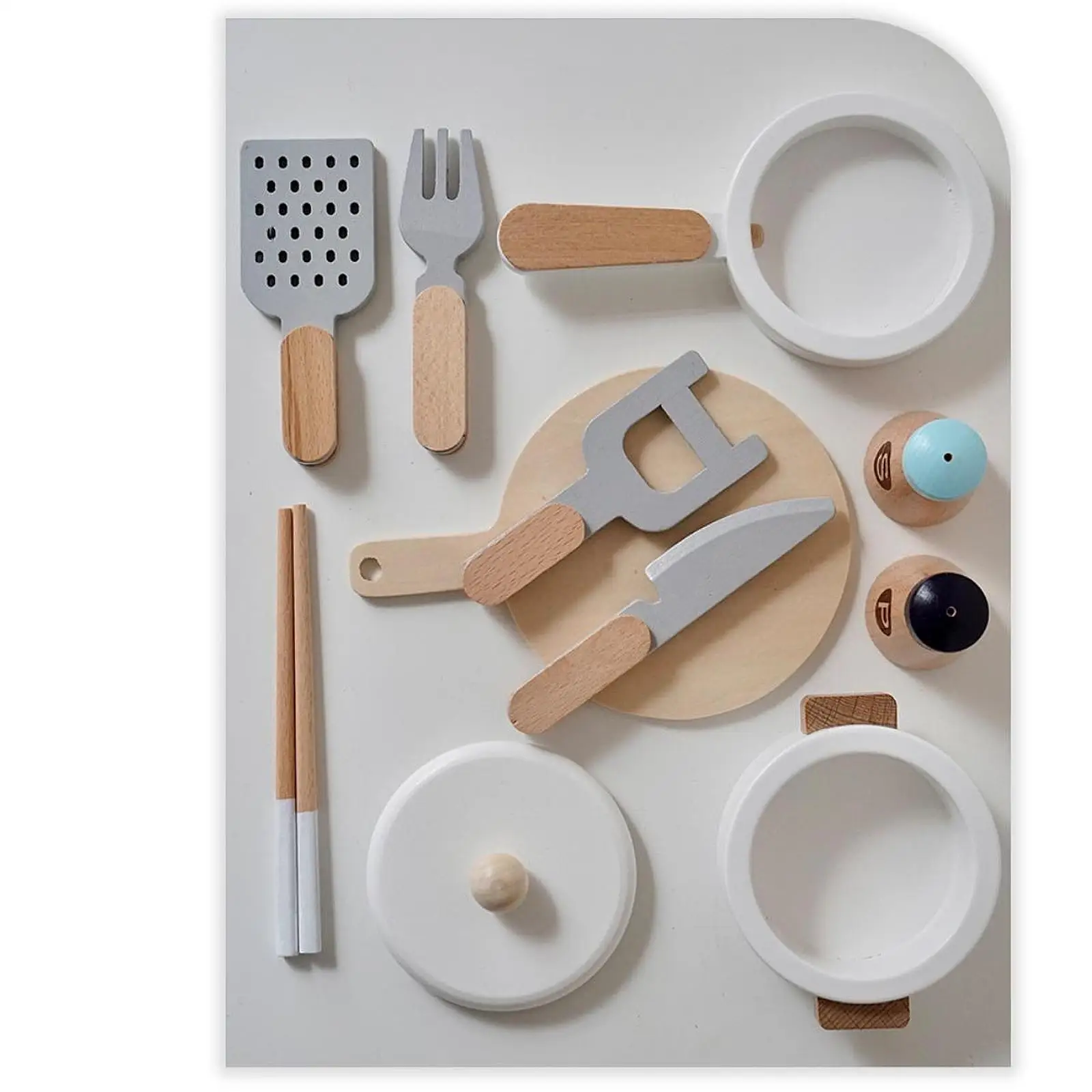 لعبة خشبية مجموعة الطبخ مقلاة مونتيسوري التظاهر اللعب Playset المهارات الحياتية الصغار هدية لعيد ميلاد الأطفال الصغار