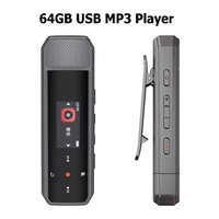 RUIZU X80 USB MP3 Player Mini 64GB Touch Key Bluetooth 5.3 Sports Clip Music Player Support FM Radio Recorder E-Book Pedometer